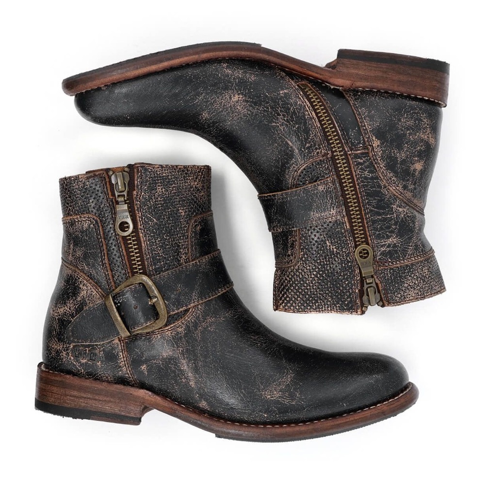 Bed Stu BECCA BLACK LUX Leather Moto Boots Size 7